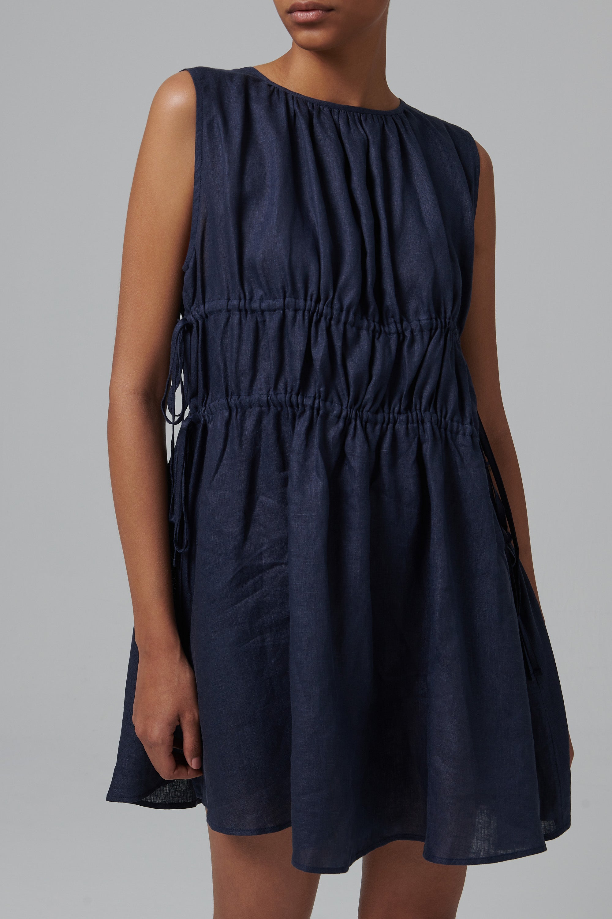 Asceno Blue Como Linen Mini Dress Blue / L