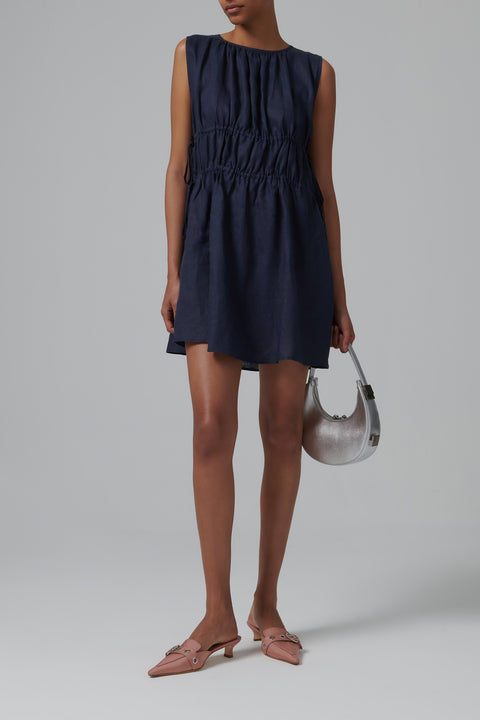 Blue Como Linen Mini Dress