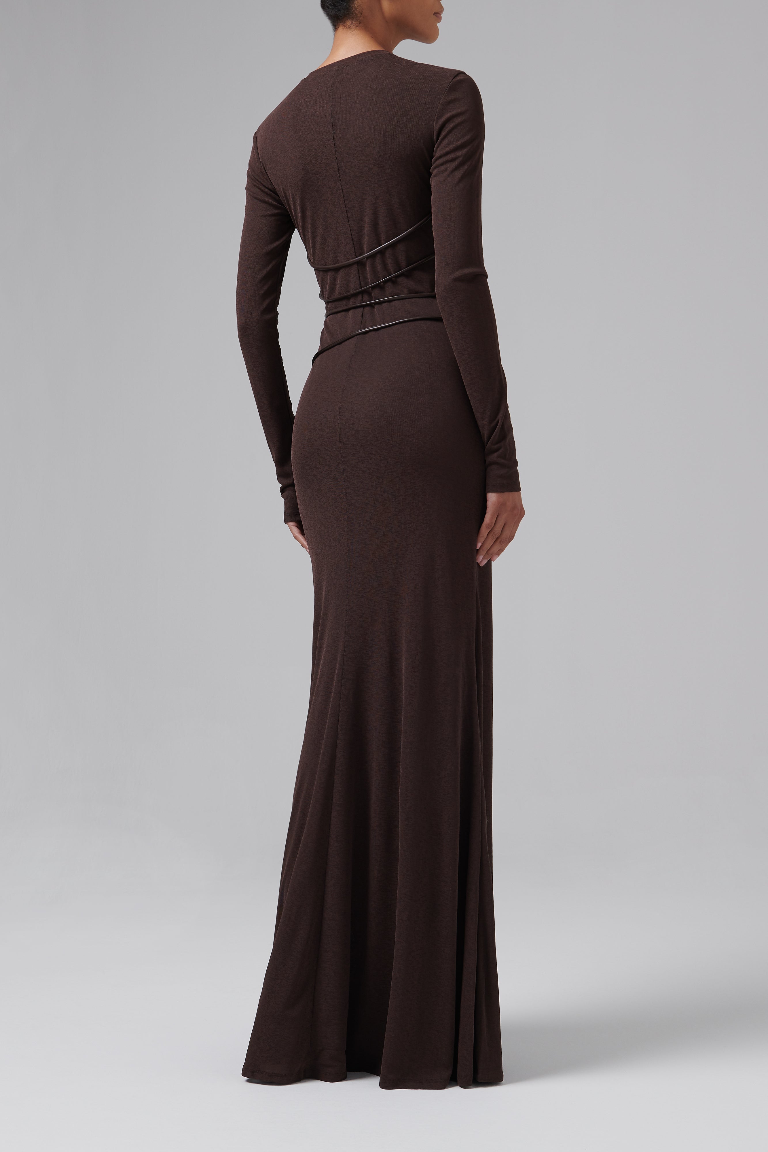 Nanushka Brown Marghe Long Sleeve Maxi Dress