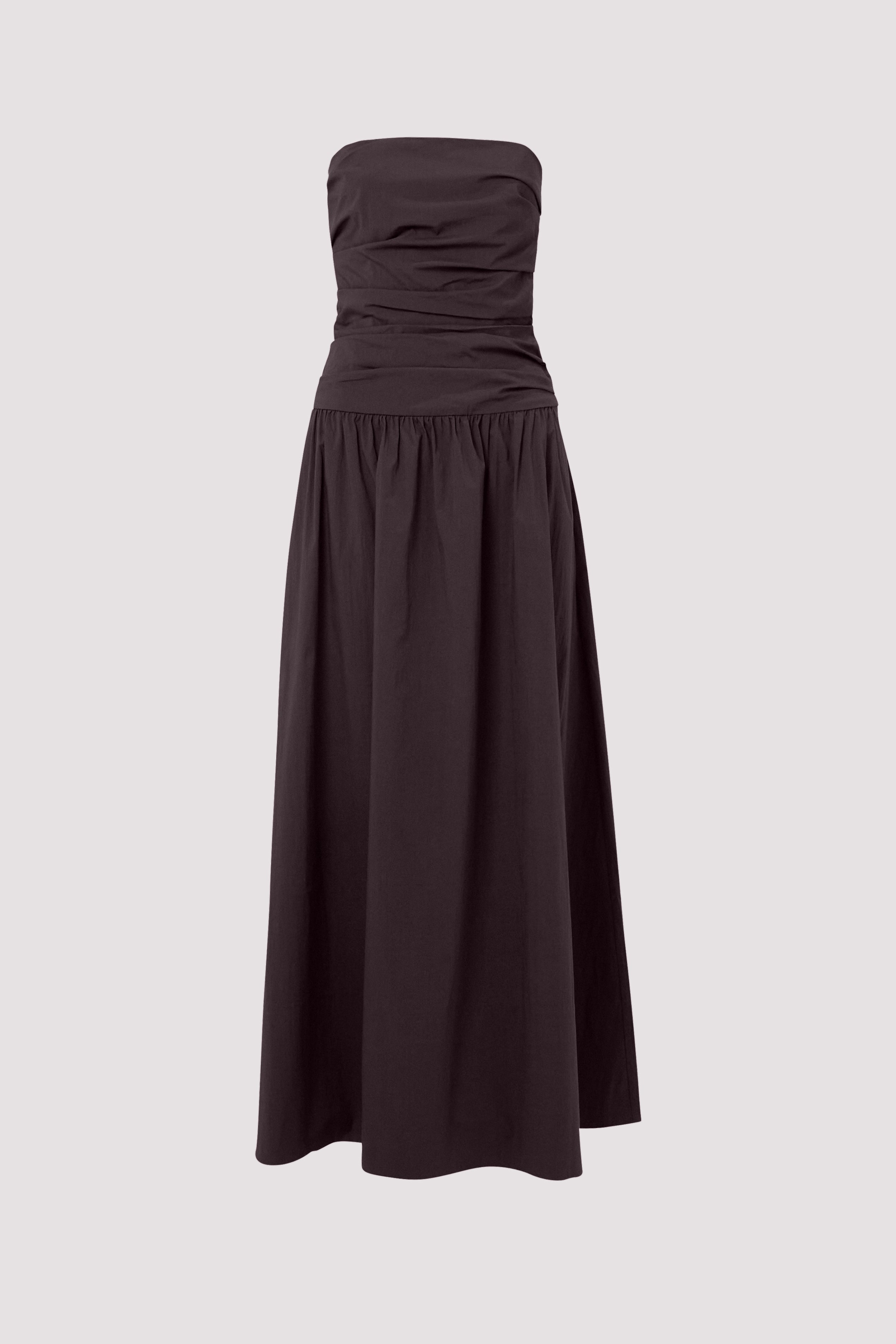 St. Agni Brown Gathered Strapless Tie Back Dress St. Agni Brown Gathered Strapless Tie Back Dress