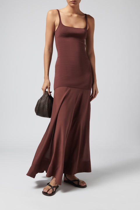 Burgundy Sheer Silk Circle Hem Dress