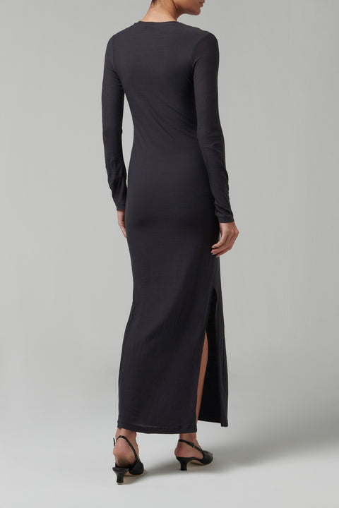 Grey Linora Front Drape Midi Dress