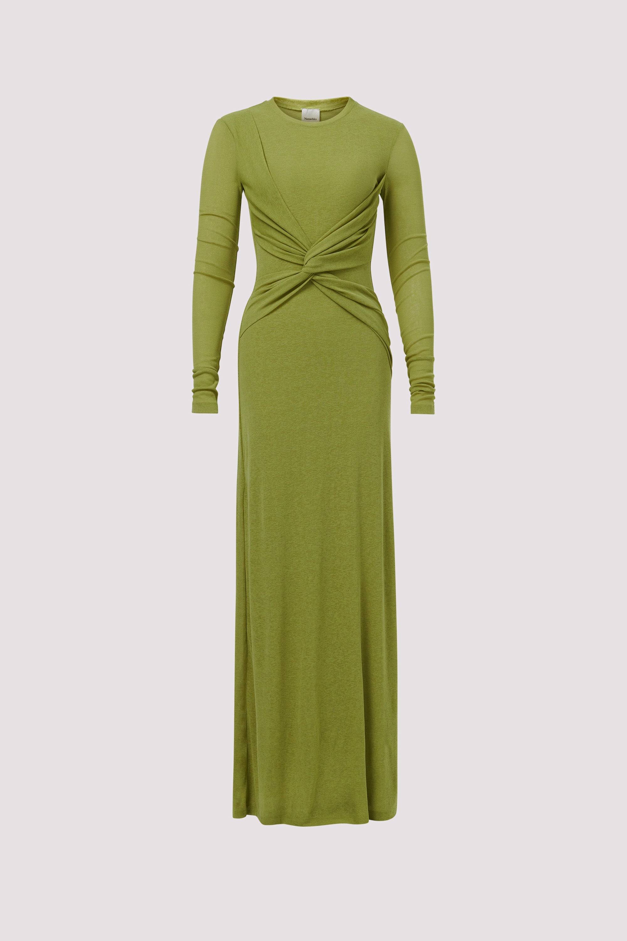 green emerald velvet dress Nanushka Green Rozal Crew Neck Maxi Dress