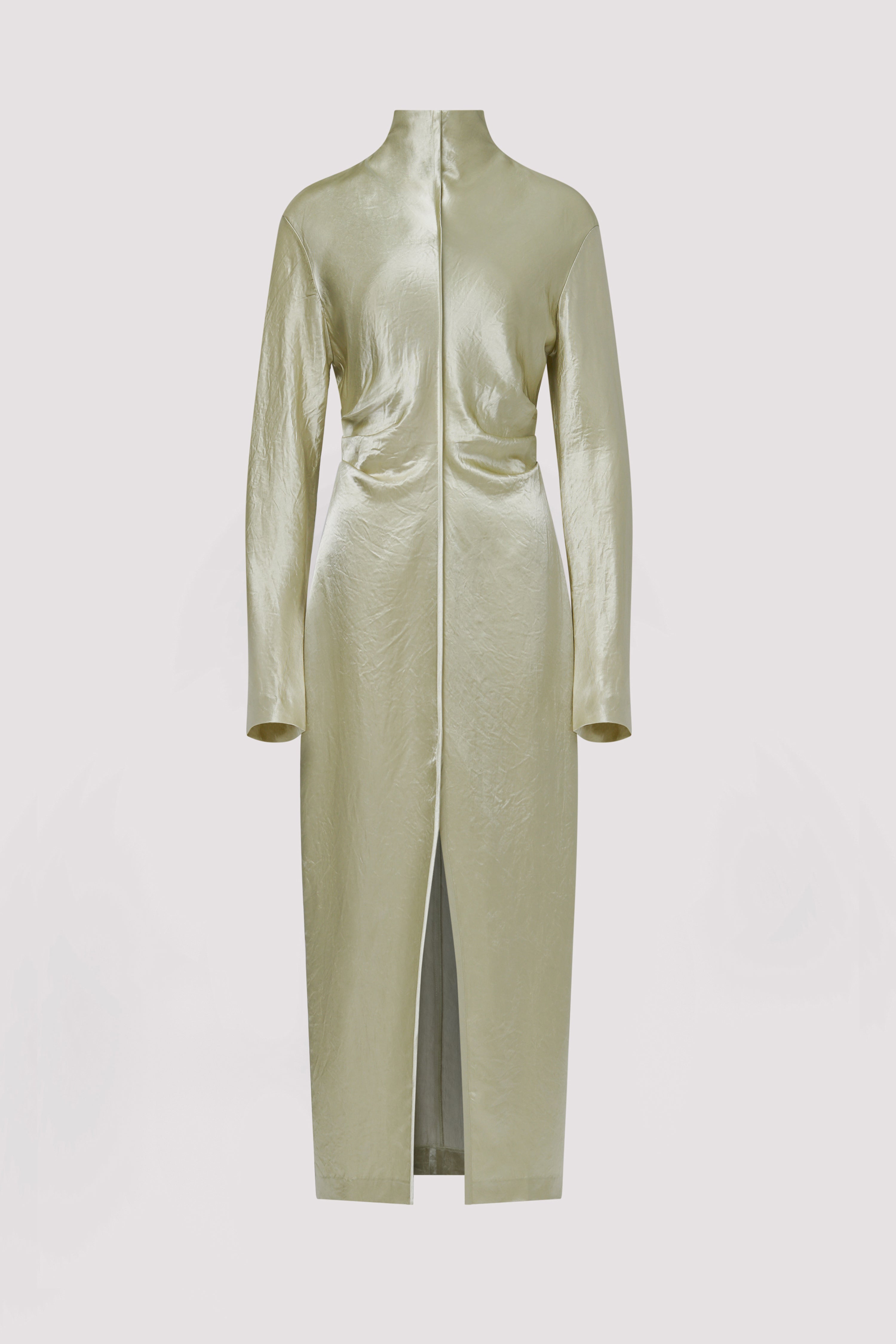 satin dress with turtleneck Elegant Mesh Beaded Satin Turtleneck Evening Dress GM90146