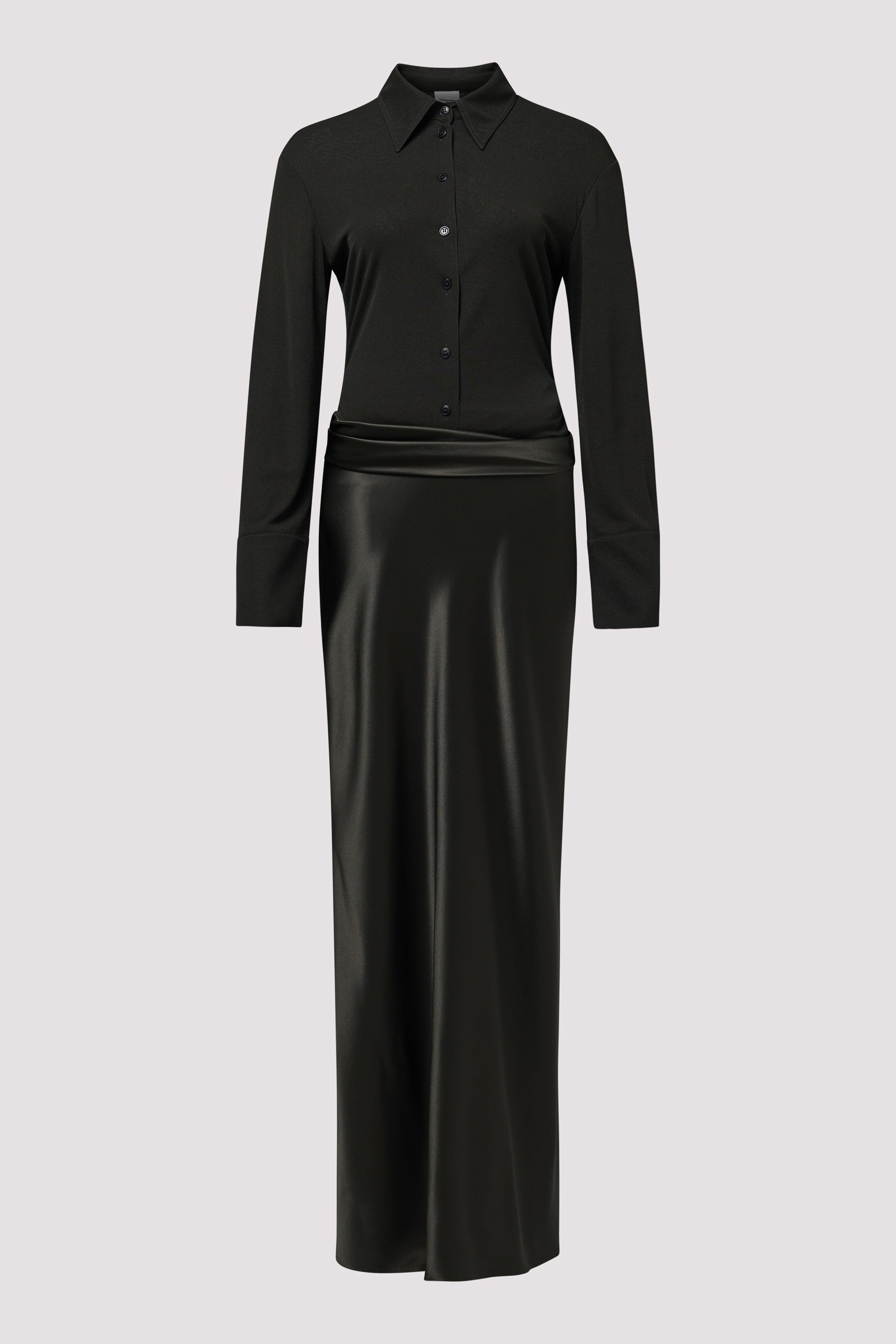 Scylla - Mesh Jersey and Slip Satin Dress