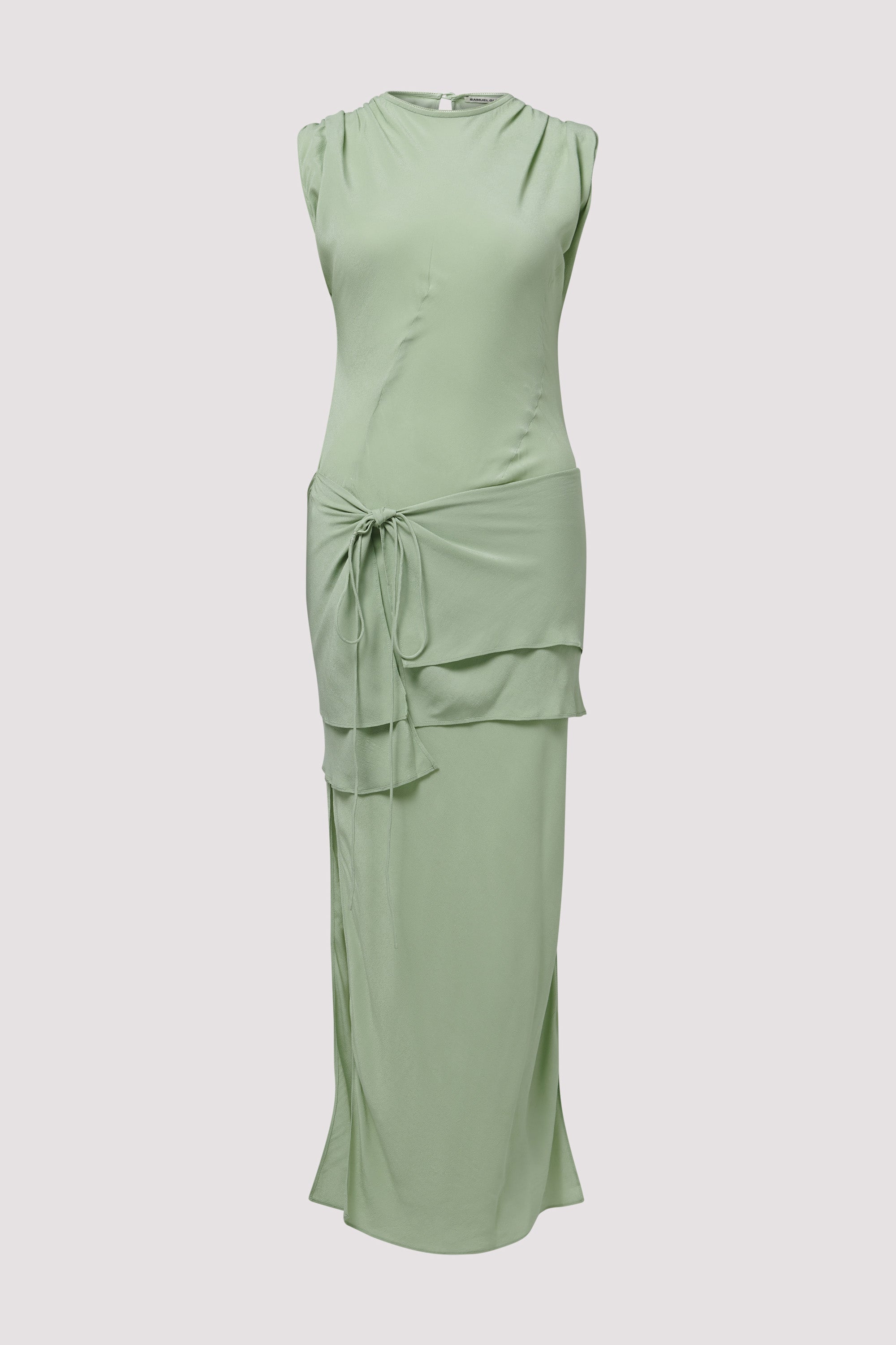 Samuel Guì Yang Green Willow Ruche Midi Dress Green / UK10