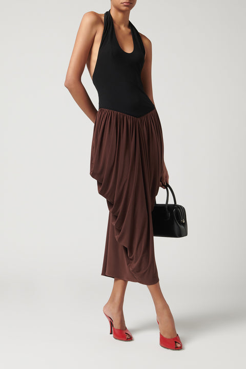 Black and Brown Emi Midi Dress