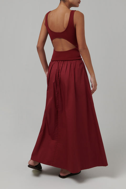 Red Bateau Cut Out Dress