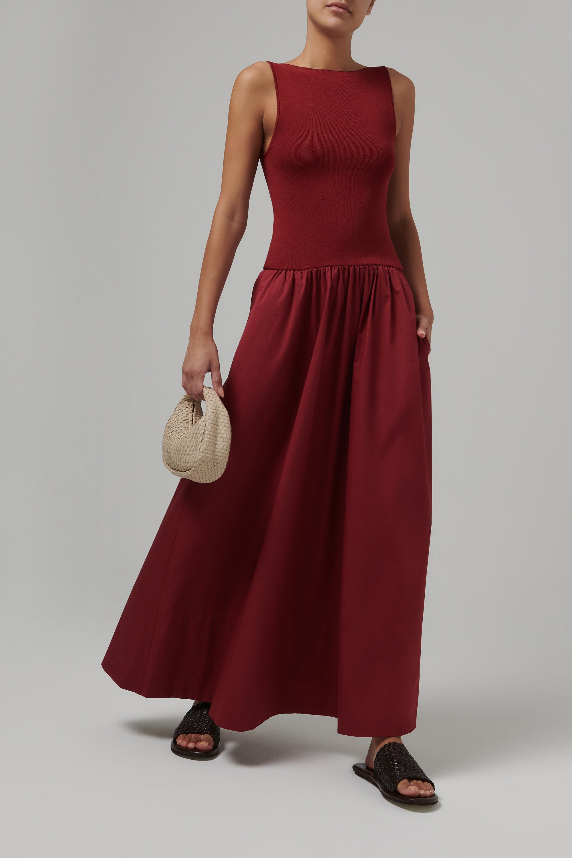 knee length dresses for ladies St. Agni Red Bateau Cut Out Dress