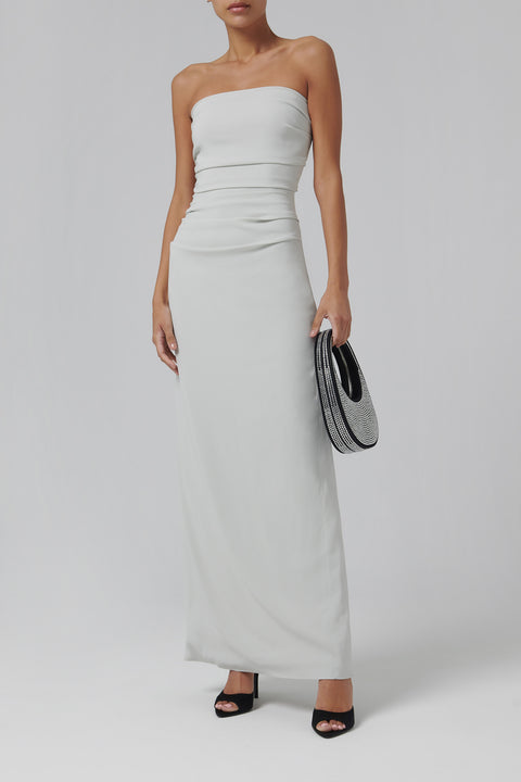 White Strapless Tie Back Dress