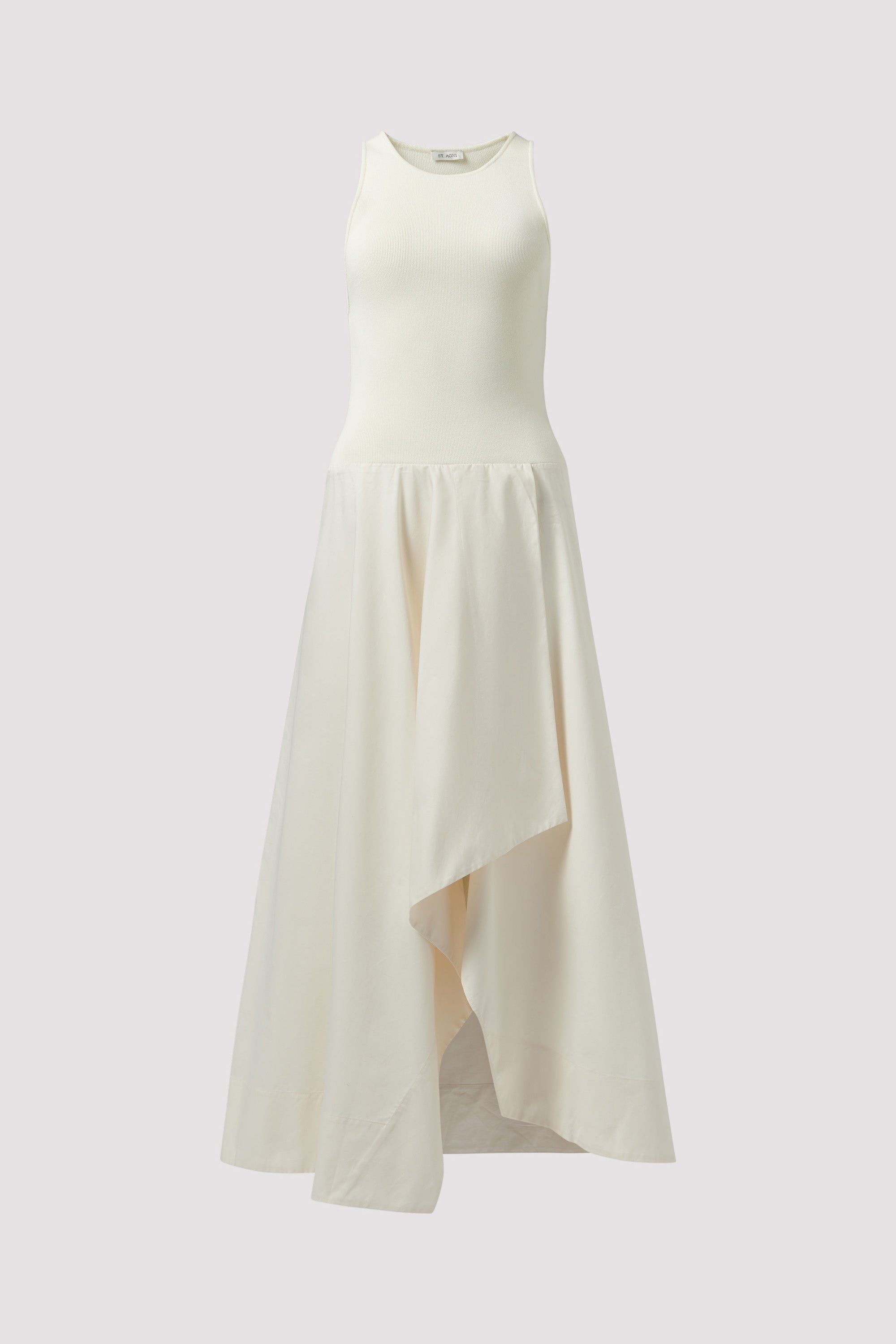 St. Agni White Knit Bodice Asymm Dress