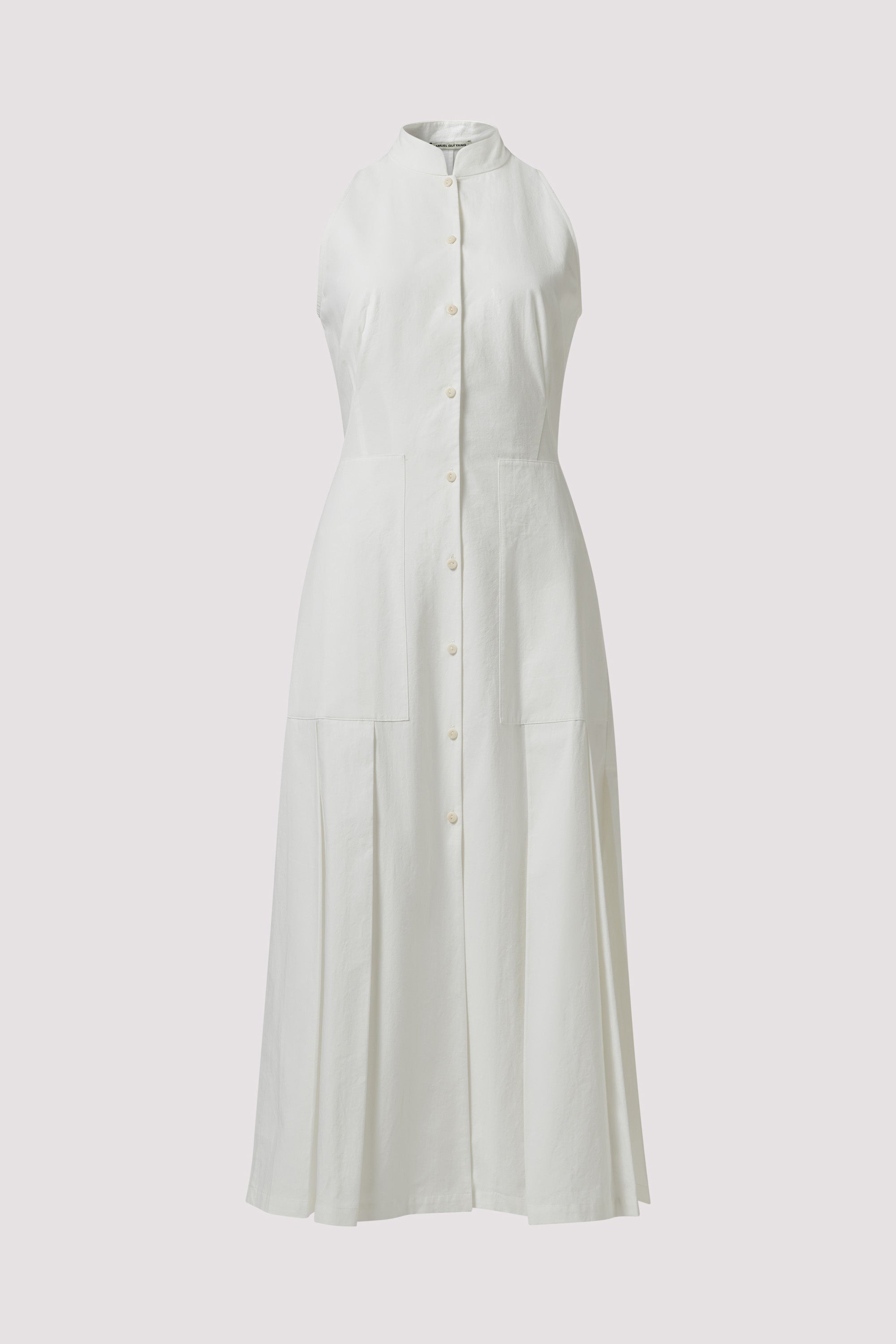 Samuel Guì Yang White Lee Kilt Midi Dress