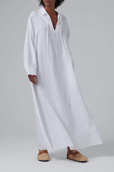 White Lisbon Linen Maxi Dress
