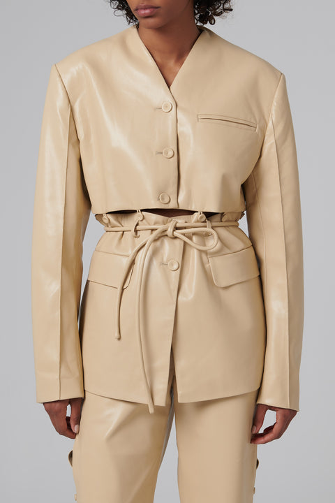 Beige Felina Vegan Leather Jacket