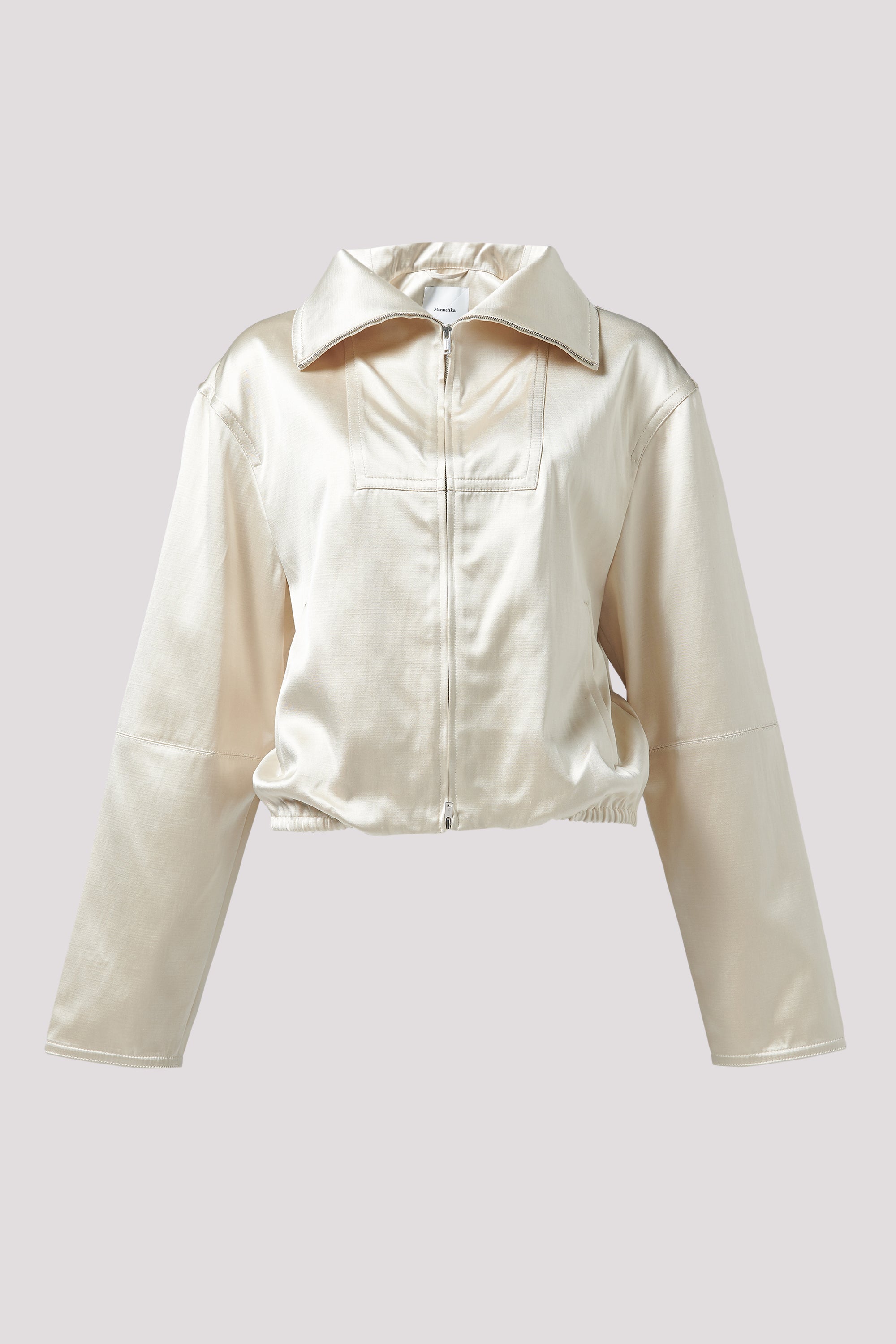 なっちゃん様●2026 anuke/Over Linen Jacket 36 Nanushka Beige Boxy Fit Funnel Neck Jacket