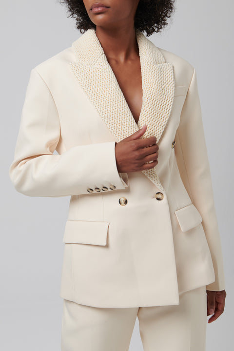 White Alanna Cinched Waist Blazer