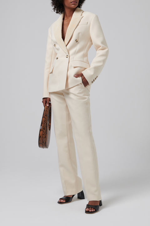 White Alanna Cinched Waist Blazer