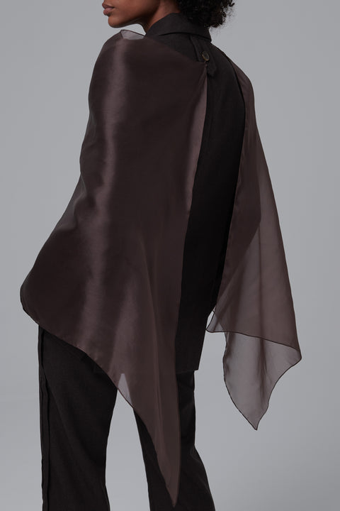 Brown 4-Button Scarf Blazer