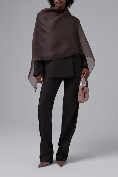 Brown 4-Button Scarf Blazer