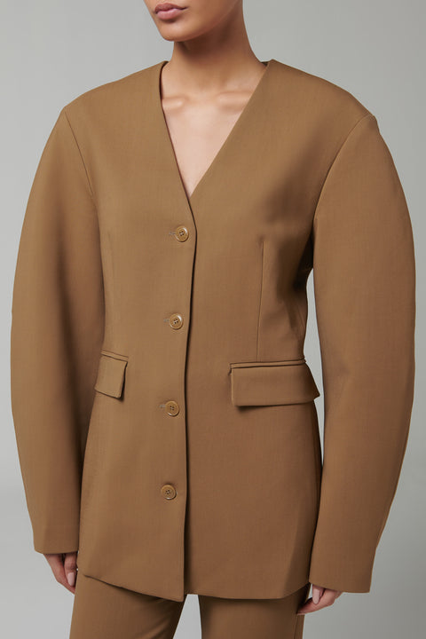 Brown Kaori Fitted Elongated Blazer