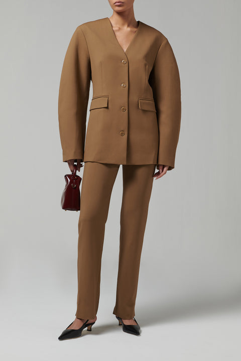 Brown Kaori Fitted Elongated Blazer