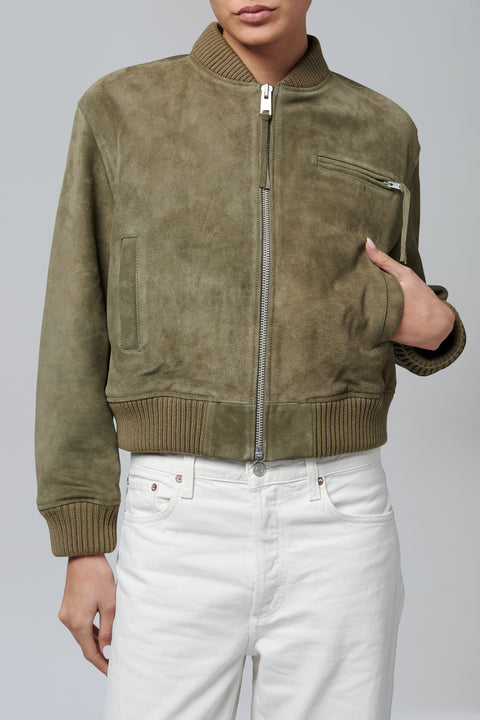 Grey Elysia Gritty Suede Jacket