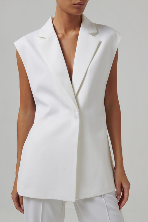White Relaxed Side Tie Vest