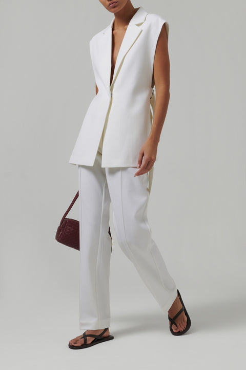 White Relaxed Side Tie Vest