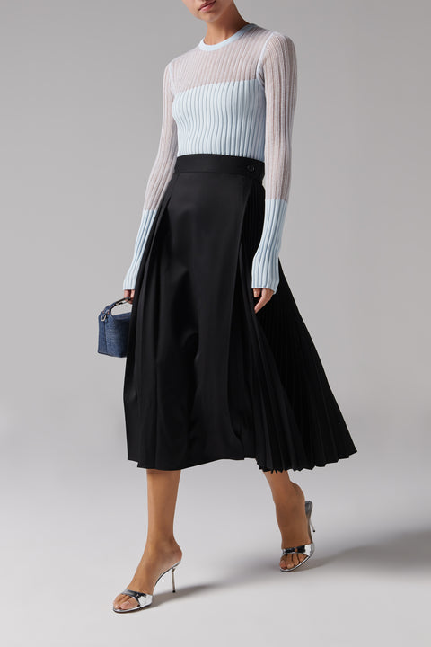 Blue See-Through Knit Top