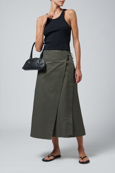 Khaki Utility Wrap Skirt