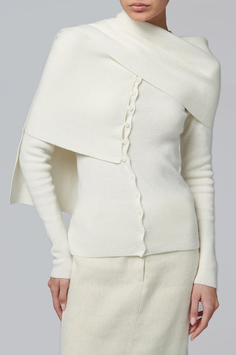 White Rosa Buttoned Knit Cardigan