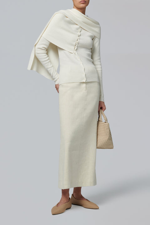 White Rosa Buttoned Knit Cardigan