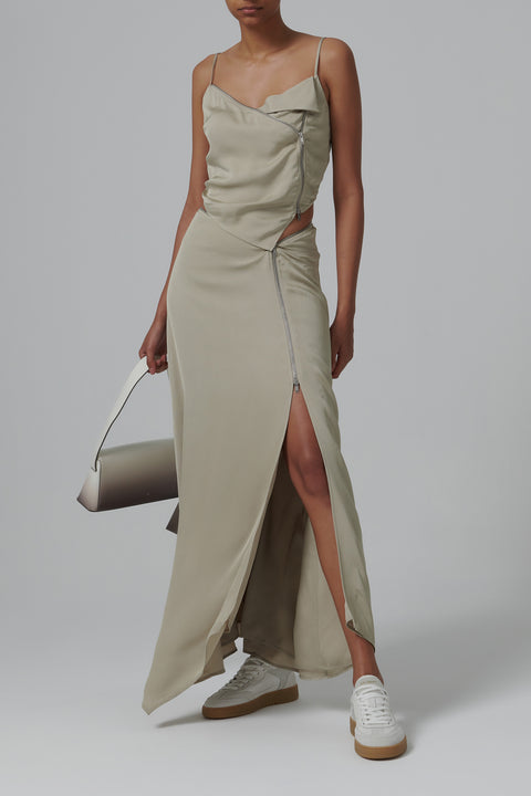 Beige Zella Straight Fit Midi Skirt