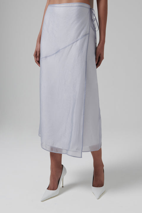 Blue Sheer Layered Wrap Skirt