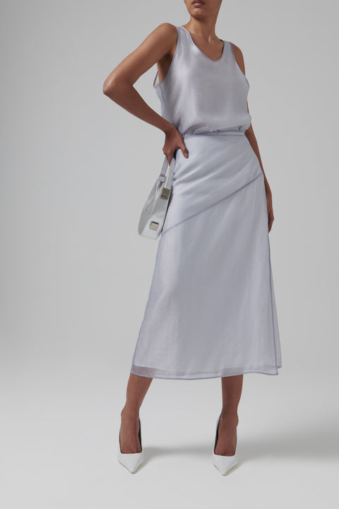 Blue Sheer Layered Wrap Skirt