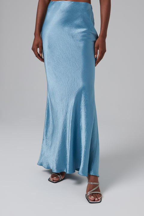 Blue Fea Fluted Maxi Skirt