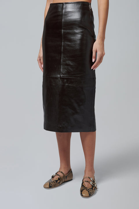 Brown Meeka Palermo Leather Skirt