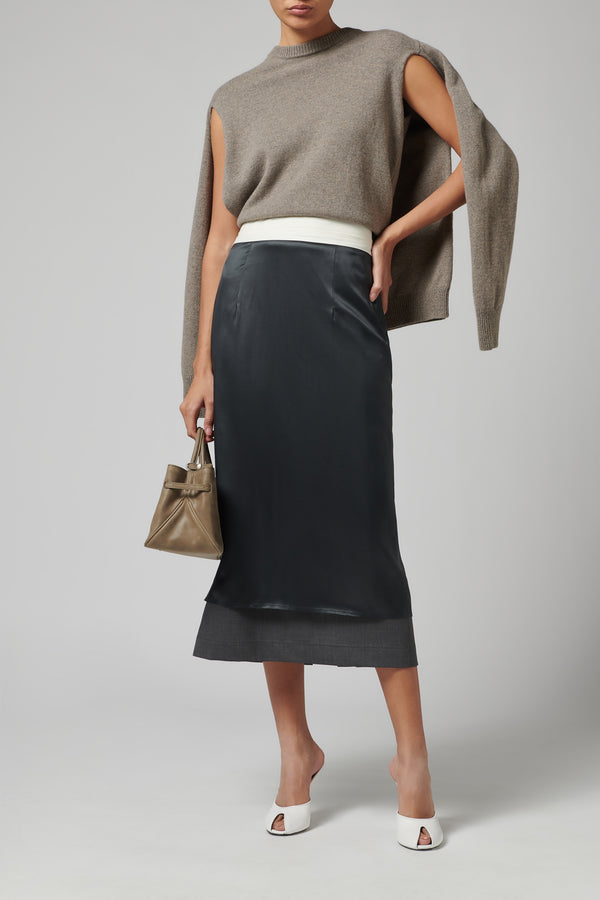 Róhe Grey Inside-Out Midi Skirt