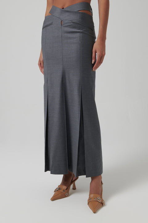 Grey Twisted Waist Skirt