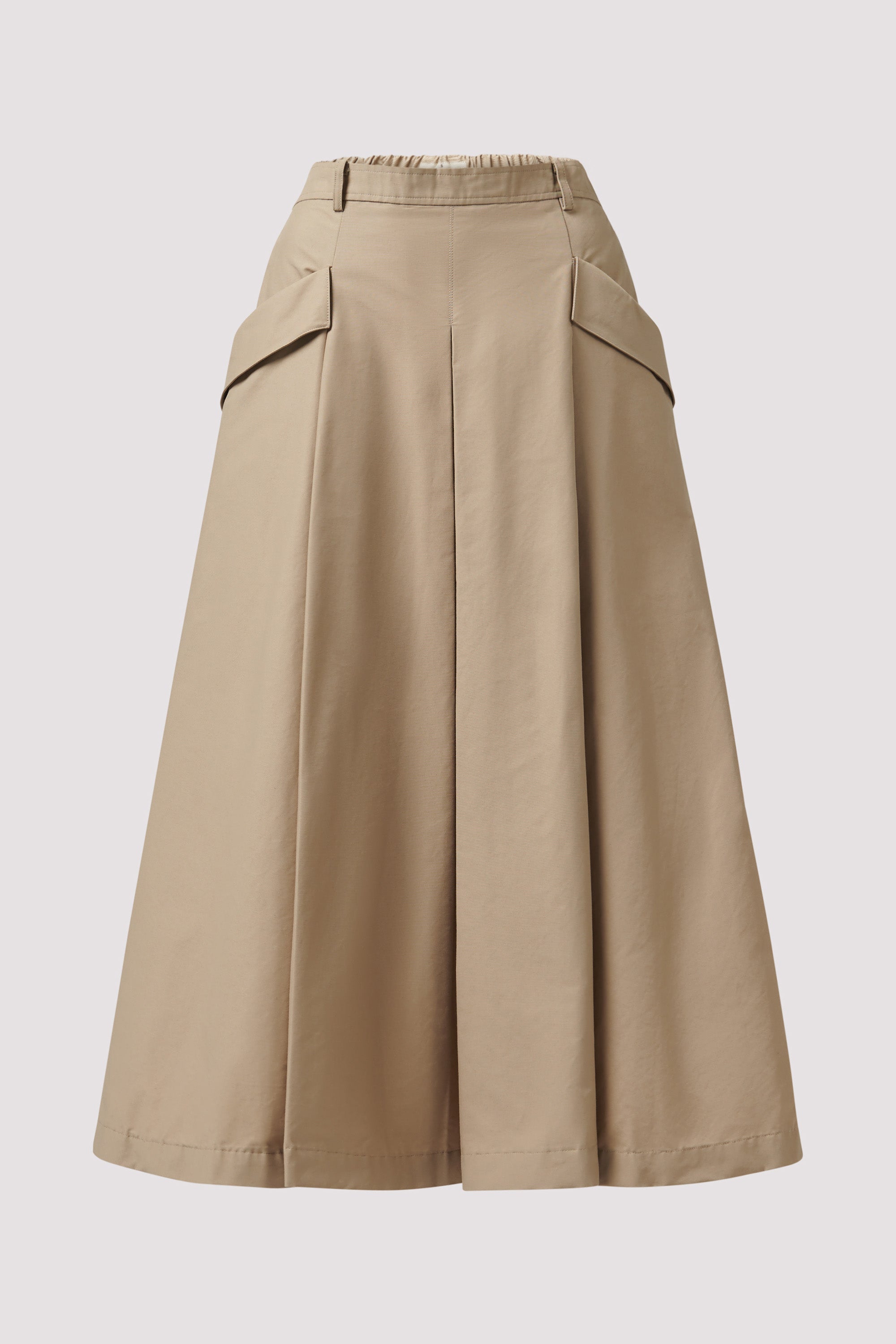 The Loom Atelier Khaki Box Pleats Pocket Skirt