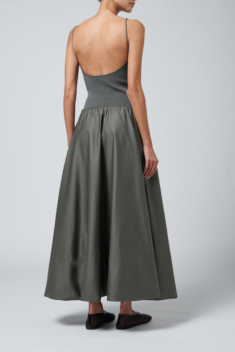 Khaki Backless Circle Hem Dress