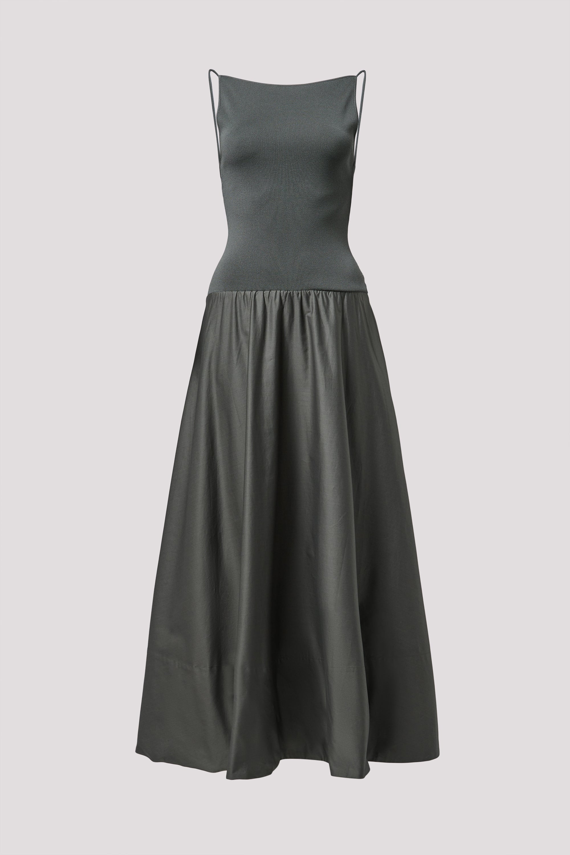 St. Agni Khaki Backless Circle Hem Dress