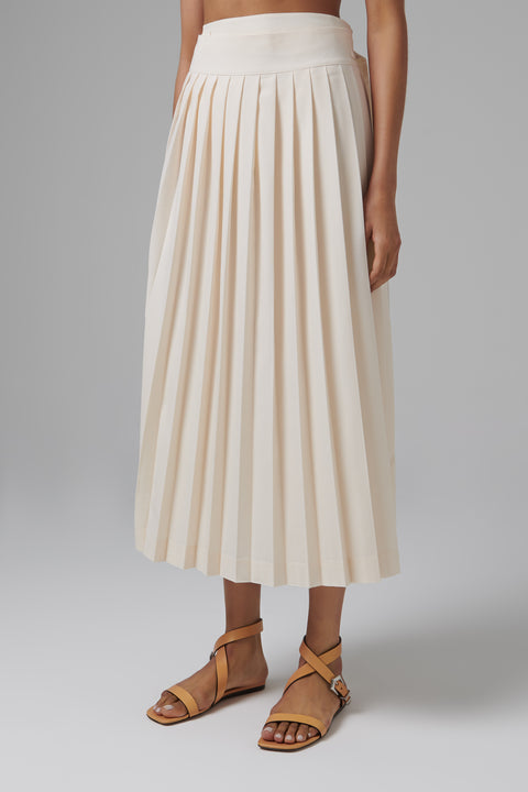 White Pleated Wrap Skirt