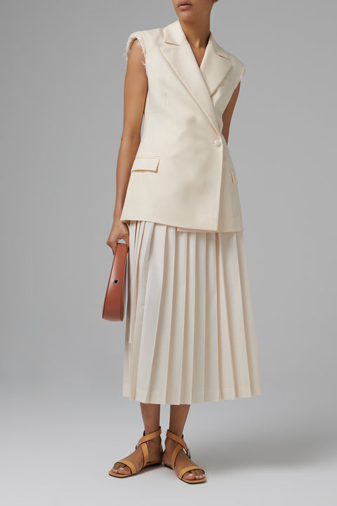 White Pleated Wrap Skirt