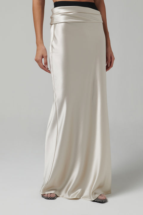 White High Waisted Maxi Skirt