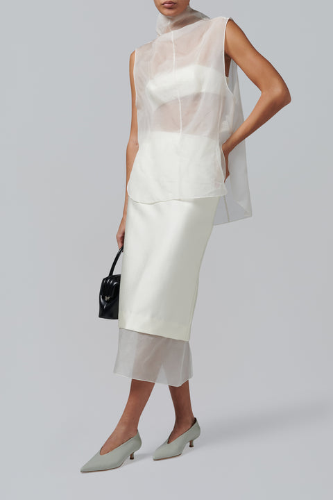 White Aeron Silk Skirt