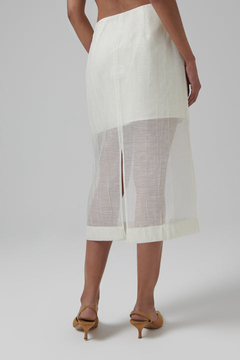 Yellow Wrinkle Sheer Layered Skirt