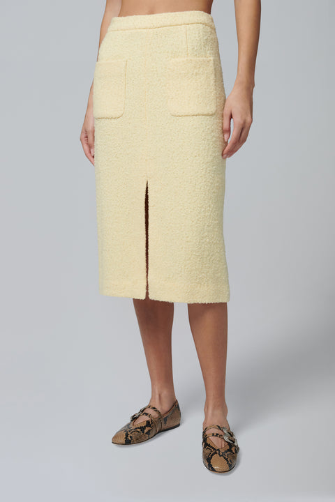 Yellow Nubby Tweed Pocket Skirt