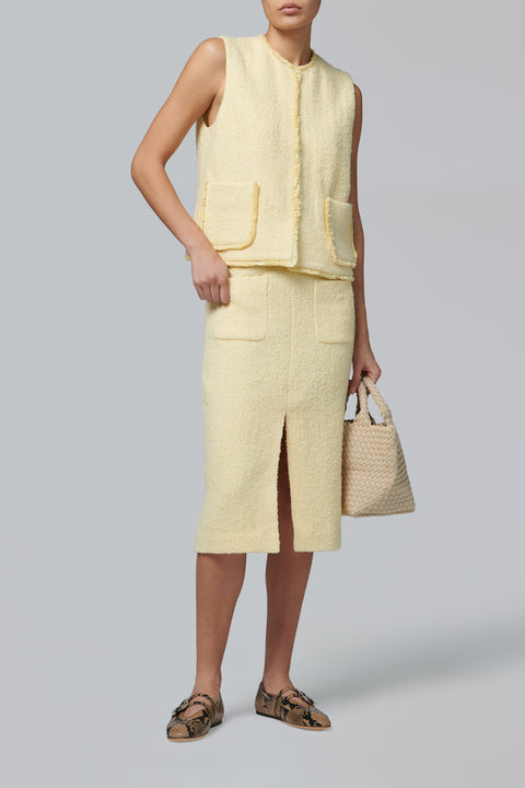 Yellow Nubby Tweed Pocket Skirt