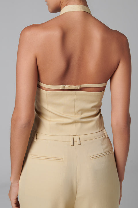 Beige Wool Halther-Neck Vest